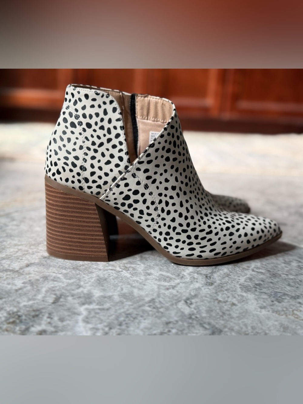Serra Spotted Cutout Ankle Booties - White/Black
